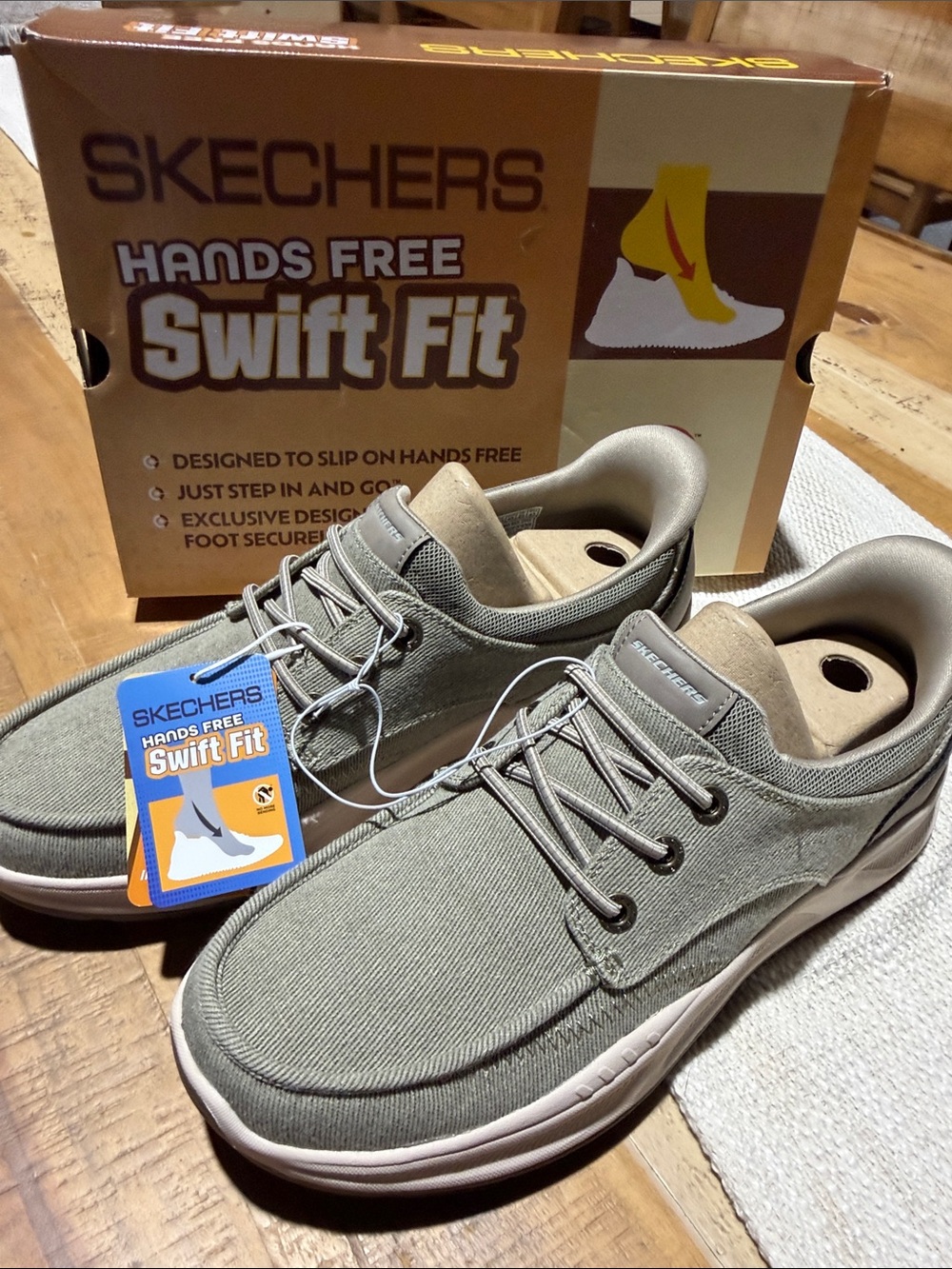 Skechers Swift Fit Hands Free Slip-On Sneakers in Olive Green